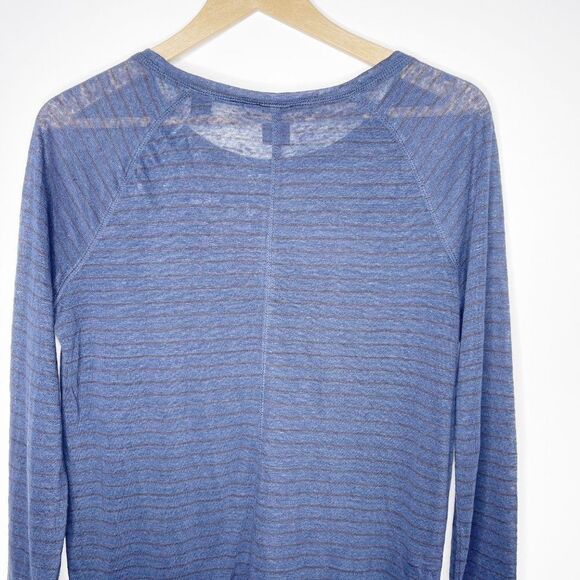 MAISON SCOTCH SCOTCH & SODA Linen Stripe Long Sleeve Blue Black Top Size…  - Picture 8 of 8